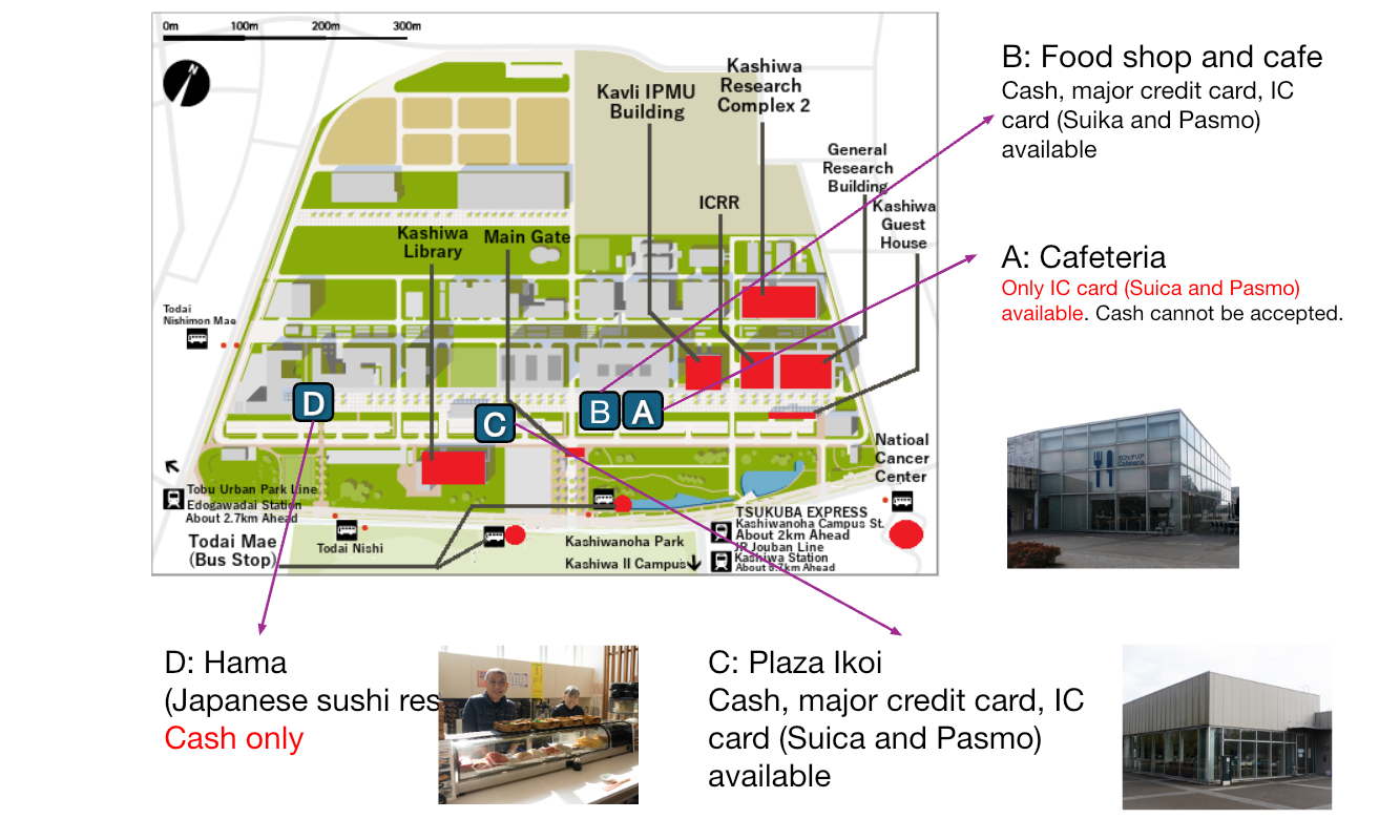 Kashiwa Campus food locations and payment methods
